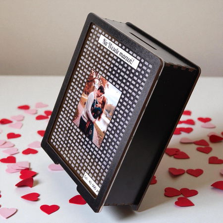 Skarbonka wykreślana przezroczysta - z twoją grafiką, Wakacyjna - Czarna