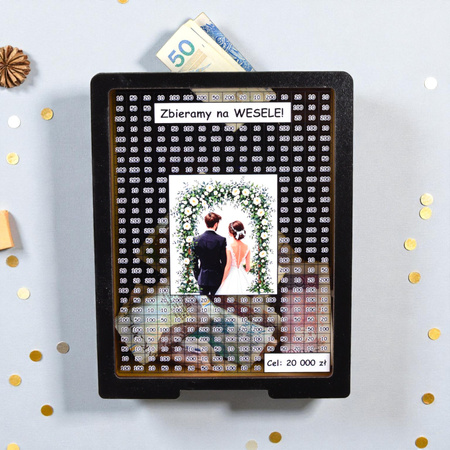 Skarbonka wykreślana przezroczysta - z twoją grafiką, dowolny cel - czarna