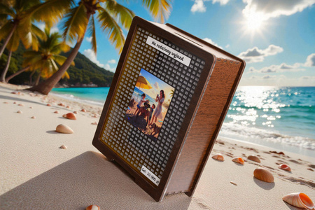 Skarbonka wykreślana przezroczysta - z twoją grafiką, Wakacyjna - Wenge