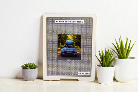 Skarbonka wykreślana przezroczysta - z twoją grafiką, Wakacyjna - Biała