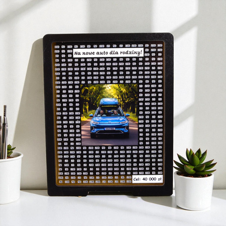 Skarbonka wykreślana przezroczysta - z twoją grafiką, dowolny cel - czarna