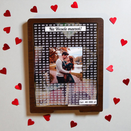 Skarbonka wykreślana przezroczysta - z twoją grafiką, Wakacyjna - Wenge