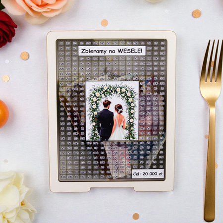 Skarbonka wykreślana przezroczysta - z twoją grafiką, dowolny cel - biała