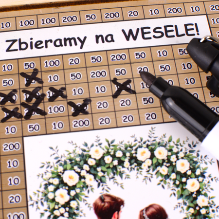 Skarbonka wykreślana przezroczysta - z twoją grafiką, dowolny cel - czarna