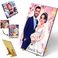 Obrazek na drewnie - Karykatura z twojego zdjęcia - 20x15 cm z podstawką