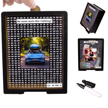 Skarbonka wykreślana przezroczysta - z twoją grafiką, dowolny cel - czarna